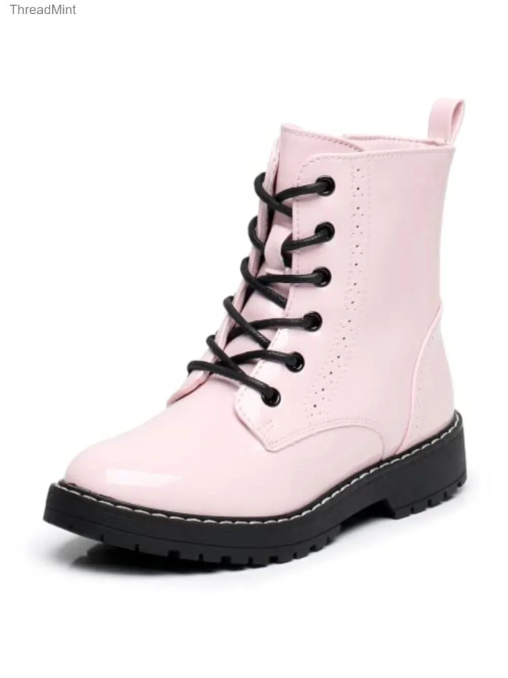 Kids Combat Boots Side Zipper Round Toe Water Resistant Ankle Boots